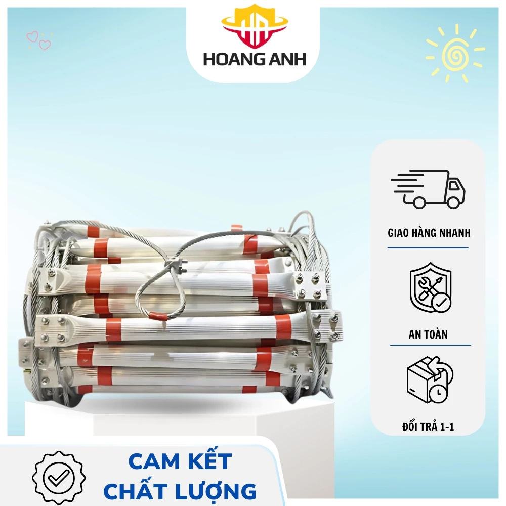 Thang dây thoát hiểm làm từ thép chống cháy, chịu được tải trọng và nhiệt độ cao đủ kích thước 10,15,20m