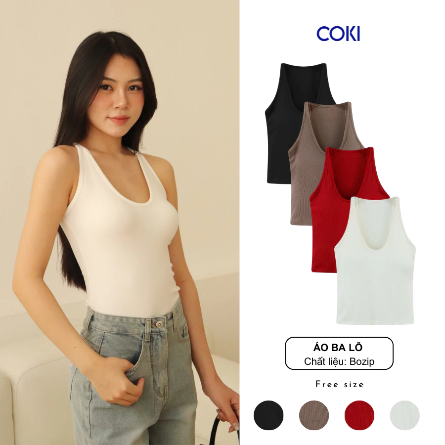 Áo Thun Nữ  Ba Lỗ Trơn Cổ Yếm Chất Bozip Co Giãn Freesize