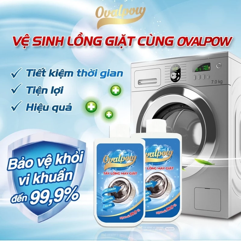 Bột Tẩy Lồng Máy Giặt Chính Hãng OVALPOW Tẩy Các Vết Bẩn Tích Tụ, Bảo Vệ Sức Khỏe 300G
