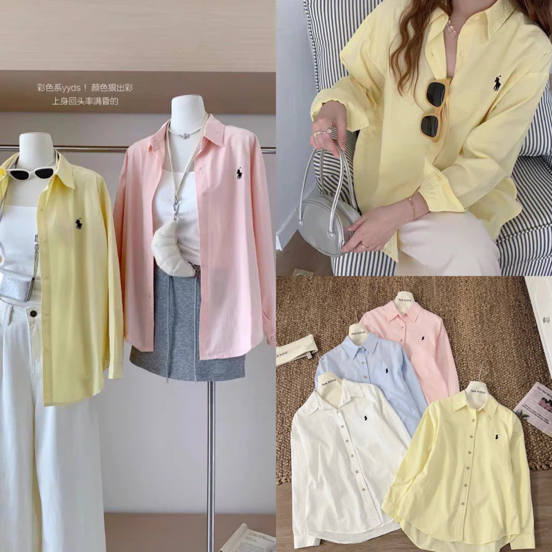 Áo Sơ Mi Thêu Ngựa Style Hàn Quốc (Hình Thật) Áo Sơ Mi Ngựa Tag GiGi