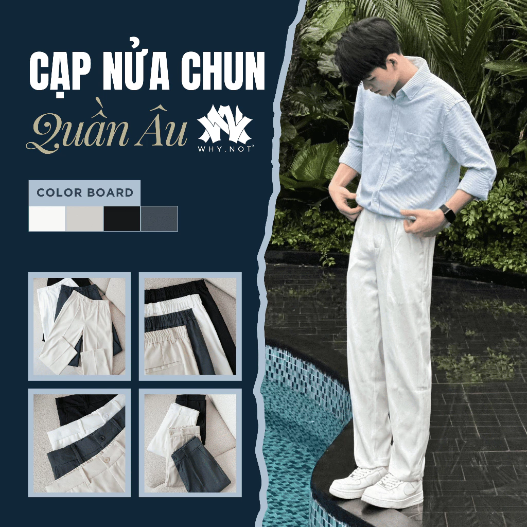 [WHY.NOT] Quần Âu Nam Suông Thiết Kế Cạp Nửa Chun Đằng Sau QAR12CT