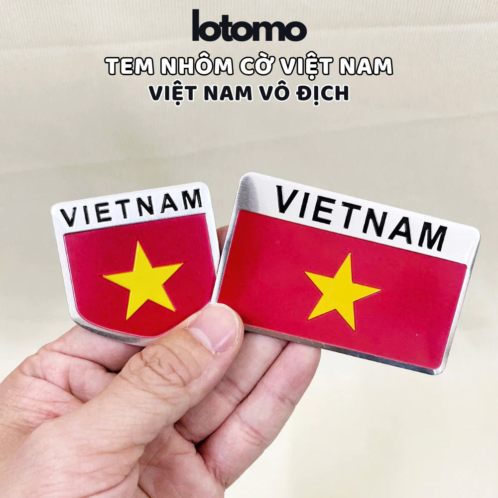 Tem Cờ Việt Nam LOTOMO | Tem Nhôm Decal Trang Trí Xe Ô Tô, Xe Máy, Chất Liệu Hợp Kim Nhôm