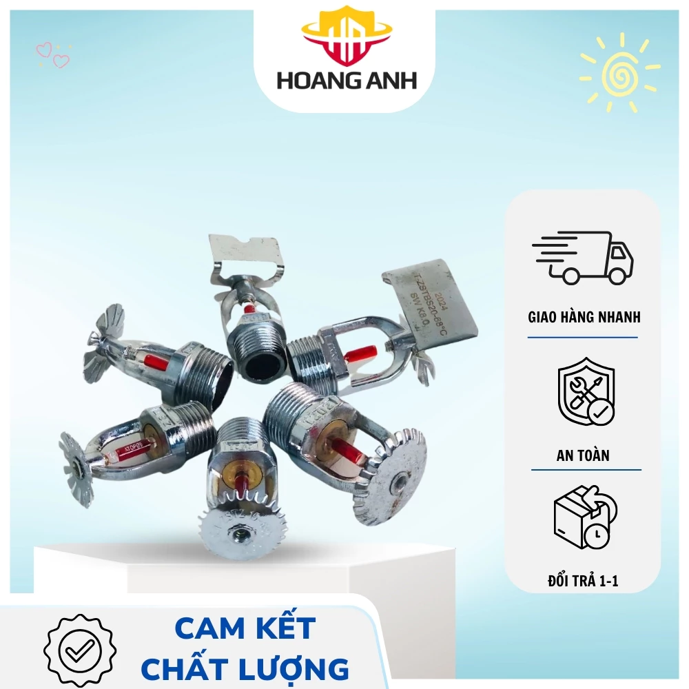 Đầu vòi phun Sprinkler các loại Hướng lên, Hướng xuống, Hướng ngang, hàng Việt Nam có kiểm định PCCC