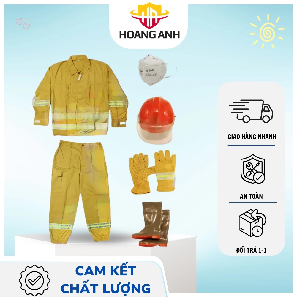 Bộ quần áo chữa cháy lính cứu hỏa 5 món, chuẩn theo TT-48 NDCP về PCCC và CHCN