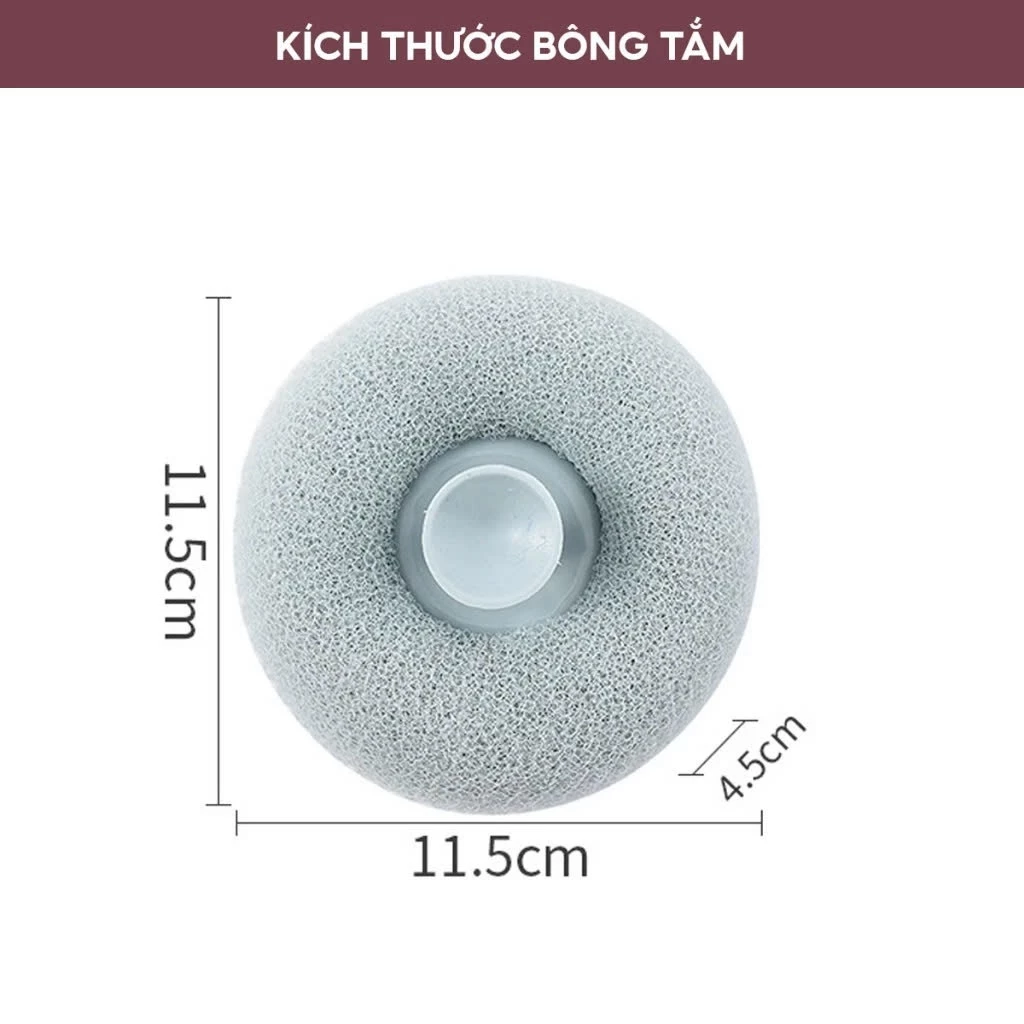 Bông Tắm Hình Tròn Có Tay Cầm Kết Hợp Dính Tường Dạng Xơ Mướp Massage, Làm Sạch Cơ Thể