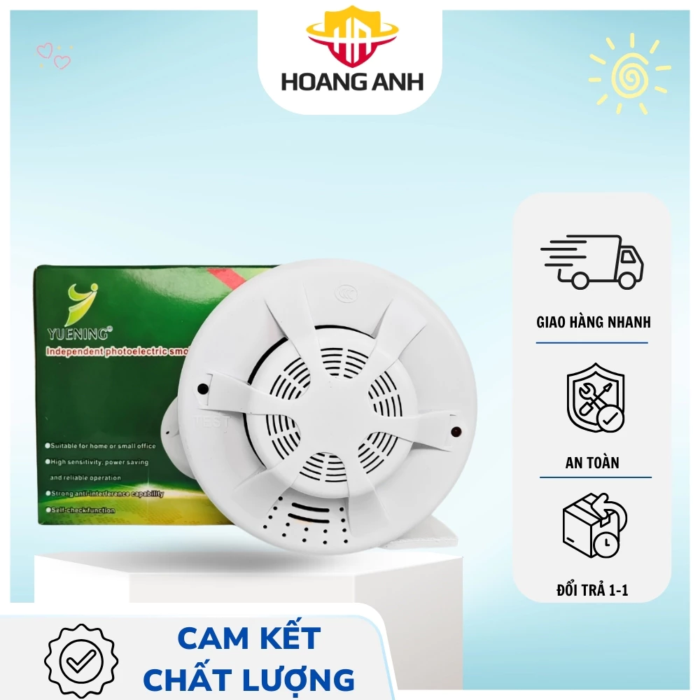 Đầu báo khói độc lập Yuening chạy bằng pin giúp cảnh báo hỏa hoạn, hàng Việt Nam chính hãng chất lượng cao