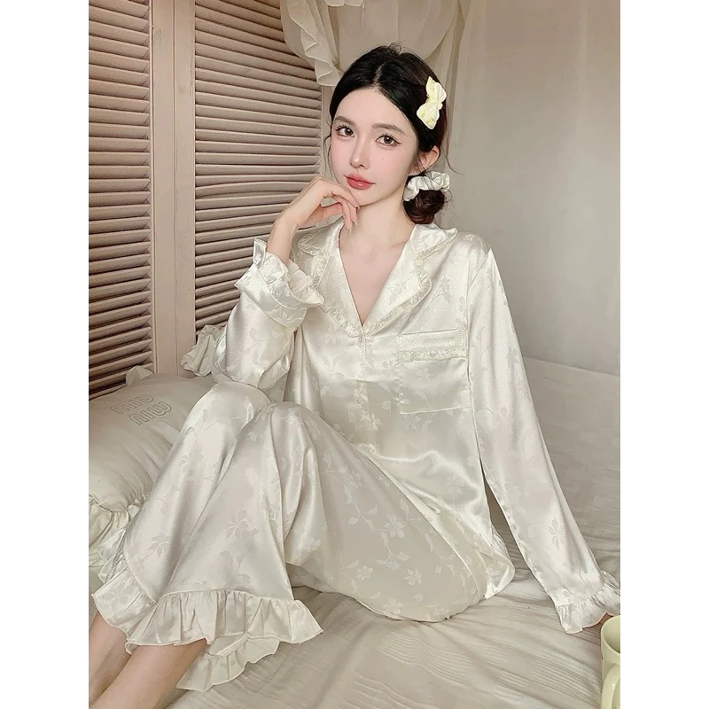 Đồ Ngủ Nữ, Bộ Ngủ Mặc Nhà Pijama PEAR Lụa Gấm Hoạ Tiết Hoa Suông Cao Cấp Bigsize SB03
