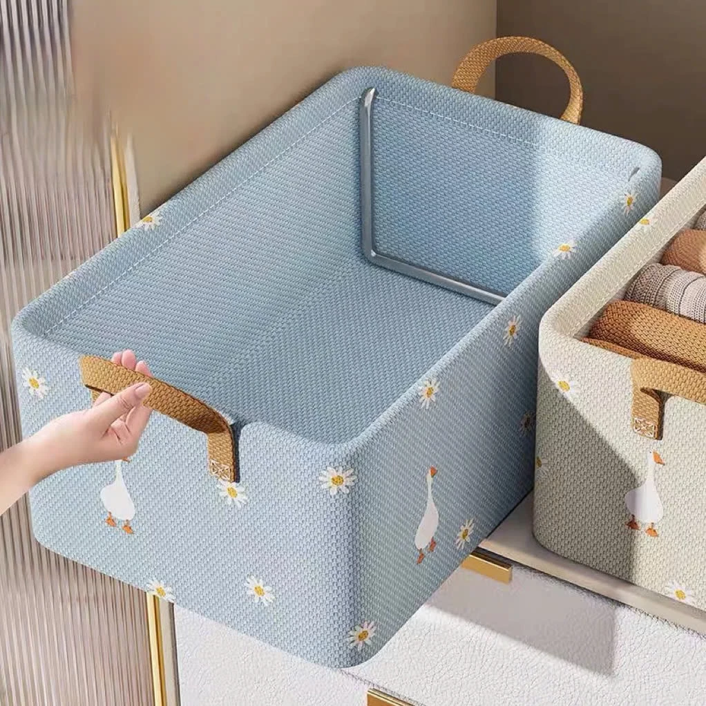 Hộp Đựng Quần Áo Đa Năng Khung Thép, Có Thể Gấp Gọn, Có Tay Cầm, Tiện Lợi Tiết Kiệm Không Gian Sống