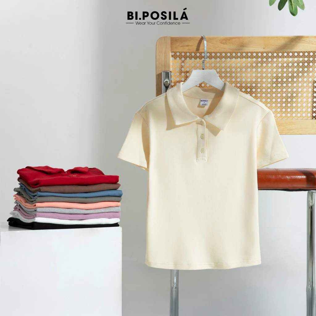 [A10] ÁO THUN POLO NỮ BASIC DÁNG LỬNG FORM SLIMFIT VẢI COTTON BORIP MỀM MỊN MÁT BI.POSILÁ Áo Sinh Viên