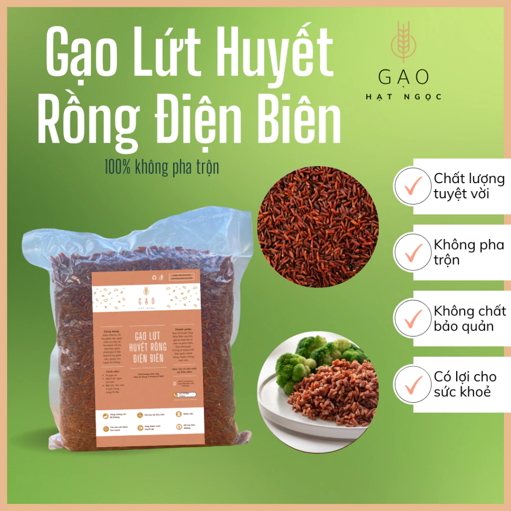 [Chính Hãng] Gạo Lứt Huyết Rồng 100% Hữu Cơ Ăn Kiêng Eatclean Thực Dưỡng Ít Calo Thơm Ngon hàng chuẩn cao cấp