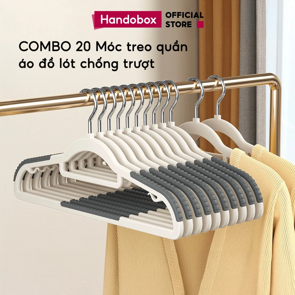 COMBO 20 Móc Nhựa Treo Quần Áo Chống Trượt Xoay 360 Handobox Móc Phơi Đồ Quần Áo Tất Vớ Tiện Lợi
