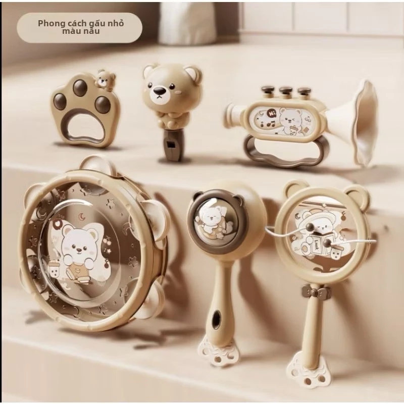 Đồ chơi nhạc cụ lục lạc cho bé sơ sinh an toàn Tiệm Nhà Mía, xúc xắc trống kèn phát triển giác quan