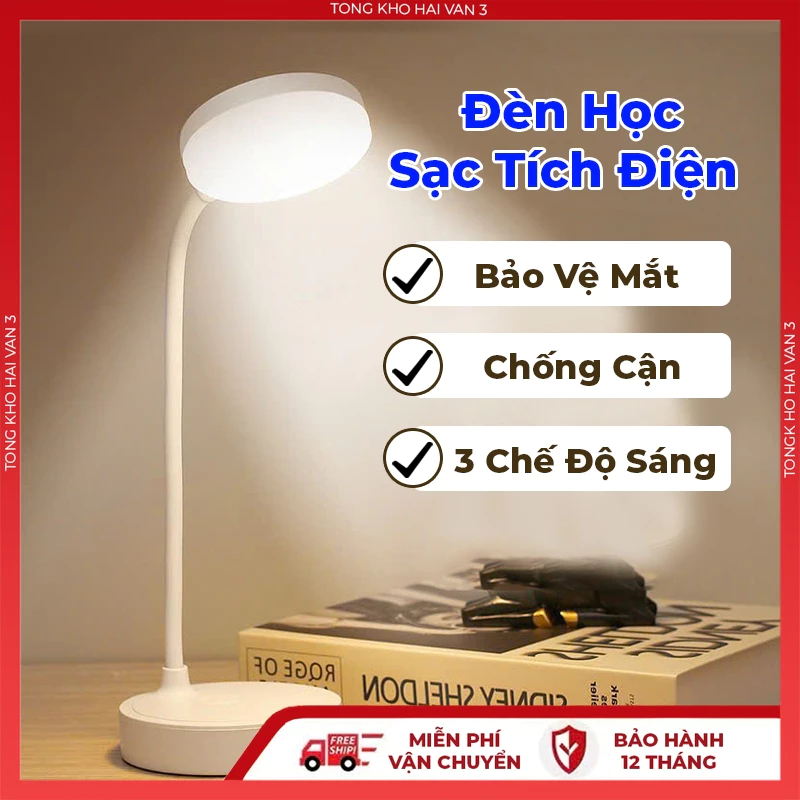 Đèn Học Để Bàn Chống Cận M1 Sạc Tích Điện, Bảo Vệ Mắt, 3 Chế Độ Sáng Thông Minh...