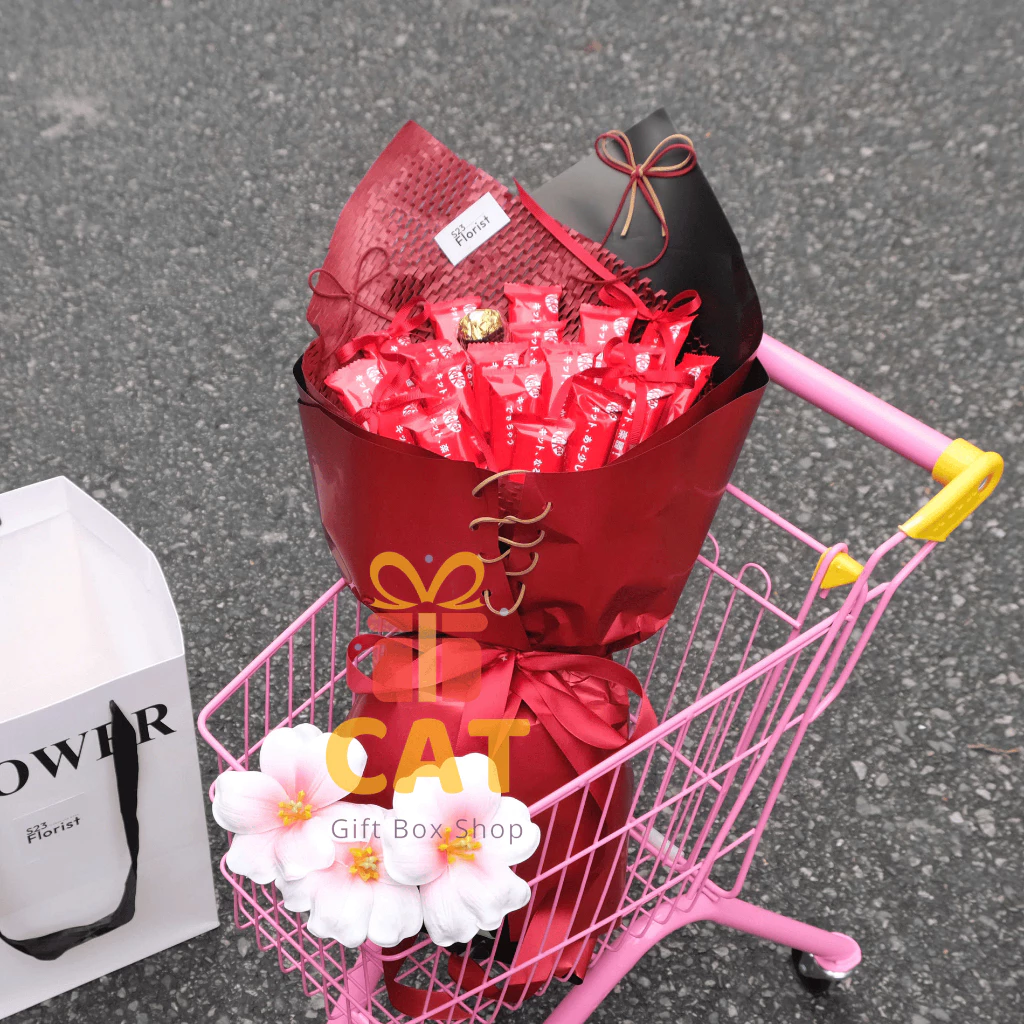 Bó Hoa Kẹo KitKat Nhật, quà tặng độc đáo nhân dịp Valentine, sinh nhật, kỉ niệm