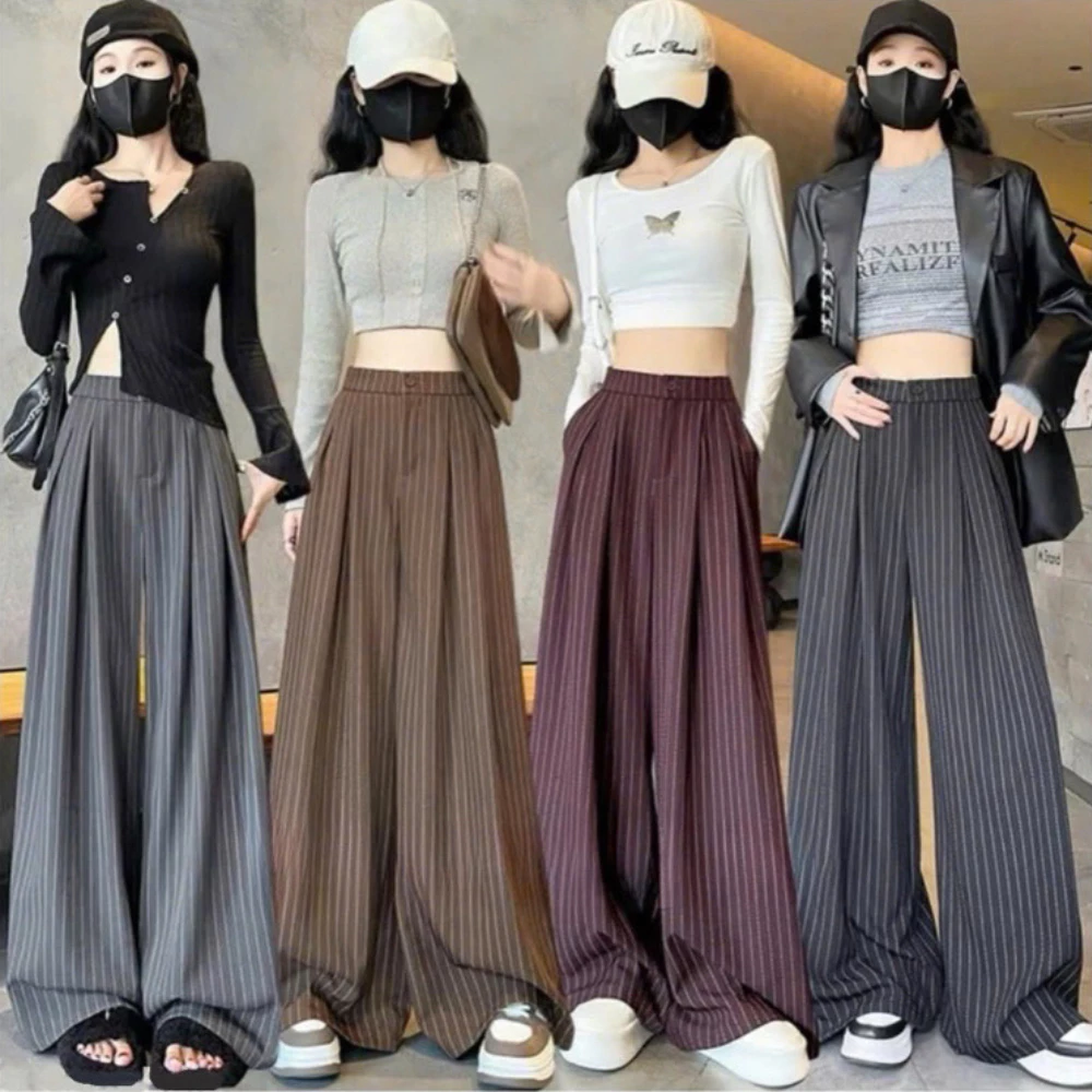 Quần ống rộng nữ , quần ống suông nữ lưng cao chất vải GOLD HÀN phối chun sau dày dặn dáng culottes 100cm 227