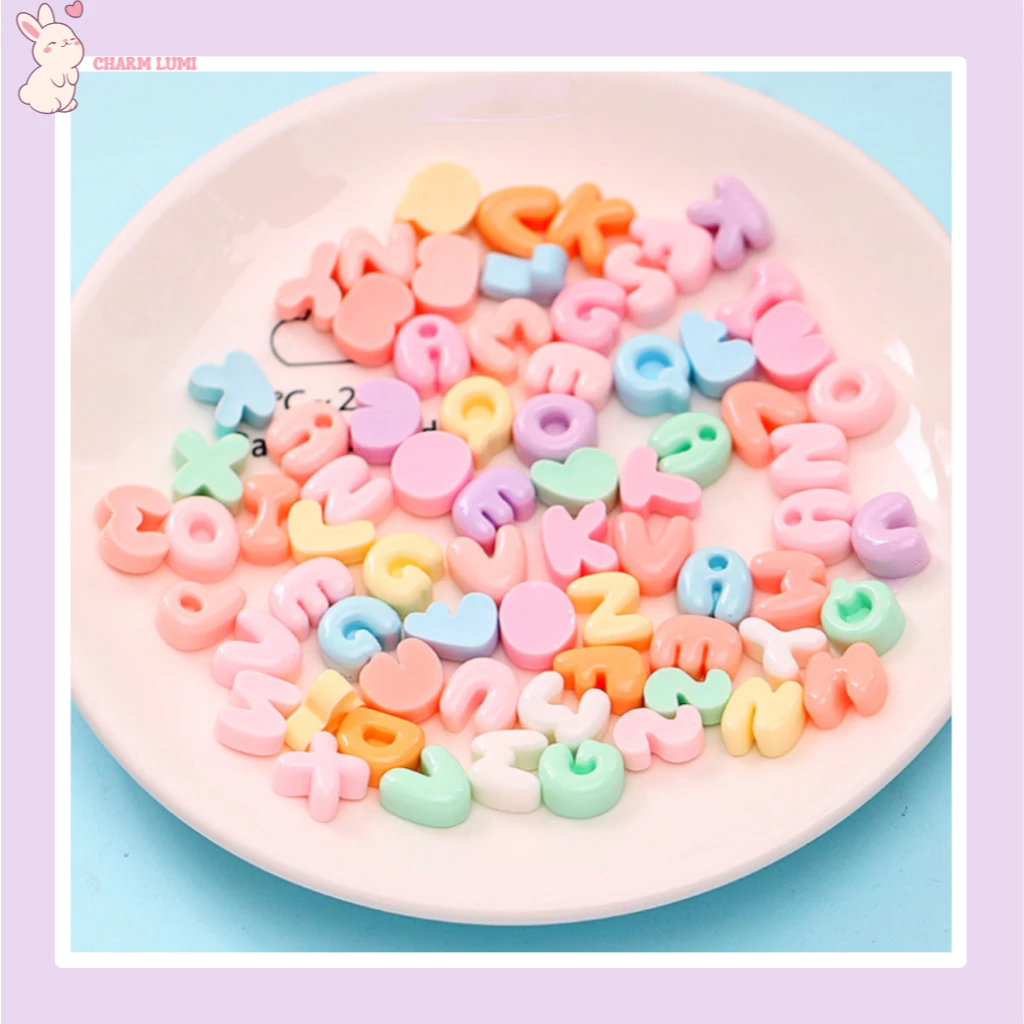 Charm Chữ Đục Mini Trang Trí Tiểu Cảnh,Handmade Ốp Lưng,Bình Nước,Nón Bảo Hiểm,KẹpTóc [1 cái ]-Charm Lumi