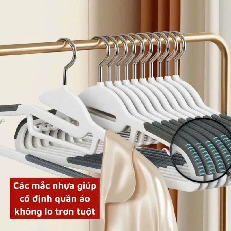 Combo 10 Móc Treo Quần Áo Đa Năng F8 Bằng Nhựa Cao Cấp Dẻo Dai, Bền Bỉ, Tiết Kiệm Không Gian