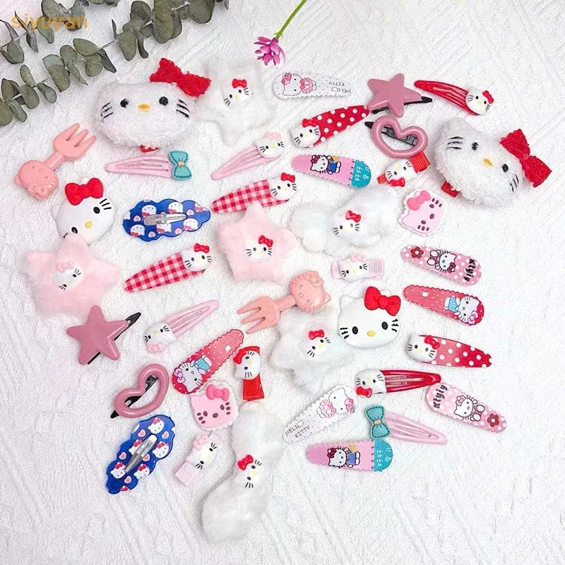 Set 50 Chi Tiết Kẹp Tóc Hello Kitty Phủ Lông Dễ Thương Cho Bé Gái,Phụ Kiện THời Trang Cho Bé Gái