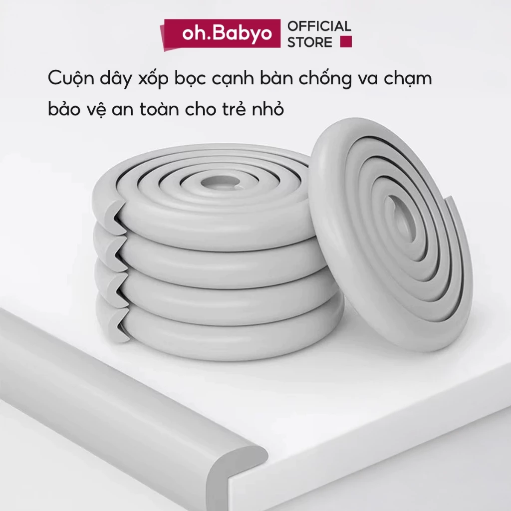 Xốp Bọc Cạnh Bàn Bảo Vệ An Toàn Cho Bé ohBabyo Bo Góc Bàn Bọc Cạnh Tủ Chống Va Đập Mềm Mại Dễ Dán