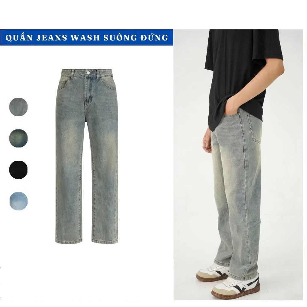 Quần jean nam ống đứng dáng rộng chất bò dày dặn cao cấp ROMAN QJ03