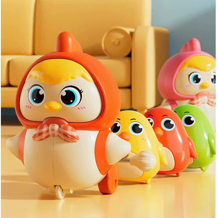 Đồ Chơi Vặn Cót Gà Nối Đuôi Nhau Gà Con Chạy Theo Hàng Vui Nhộn, Kích Thích Bé Tập Bò, Không Cần Pi