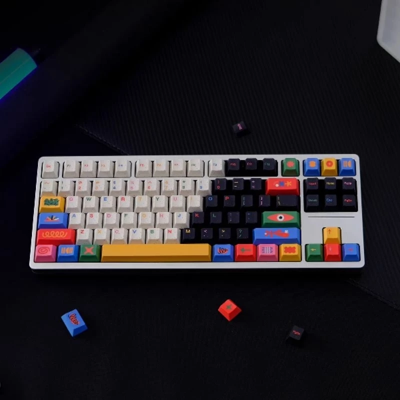 CMK Motif keycap hội họa sắc màu siêu đẹp cherry, PBT cho bàn phím