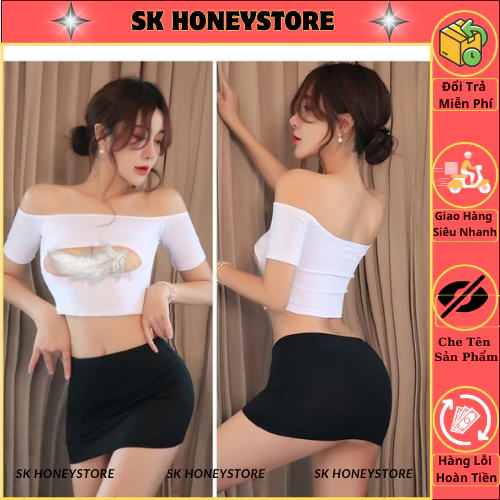 Bộ ngủ nữ body khoét ngực quyến rũ MS01318 🍒 Đồ ngủ nữ