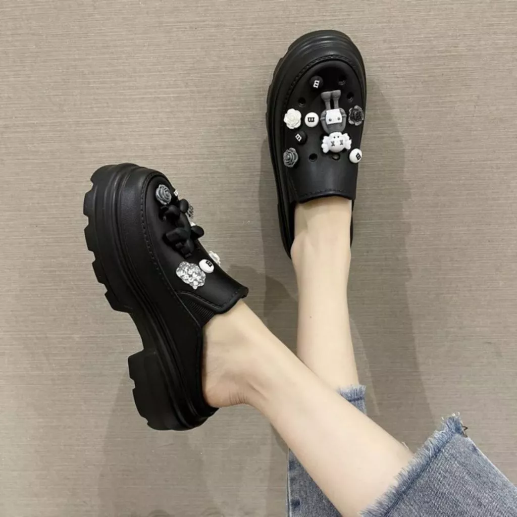 [Tặng Phụ Kiện Gắn Dép] Dép Sục Lười Fashion Đế Cao Dáng Đẹp, Dép Nữ Bít Mũi, Dép Độn Đế Size 36-41-DSL