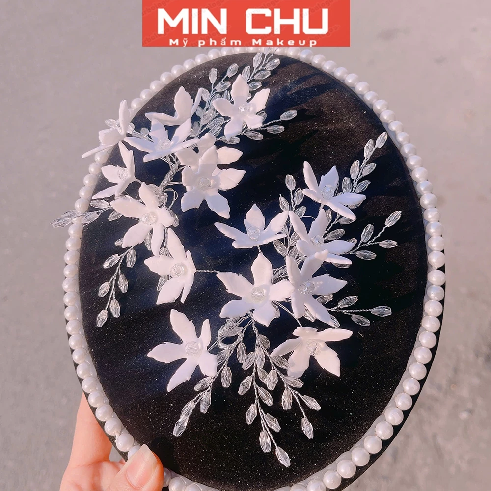 Cài tóc cô dâu, tóc tiệc, dạ hội, tóc bà sui gắn hoa nhẹ nhàng