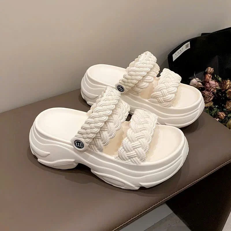 Dép Sandal Quai Hậu Nữ Dây Soắn Đế cao 5 cm Thời trang Đi Hậu ,Đi Lê Chất Liệu EVA