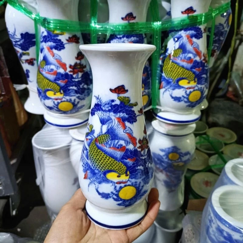 Lọ hoa họa tiết cá chép trông trăng nhiều size