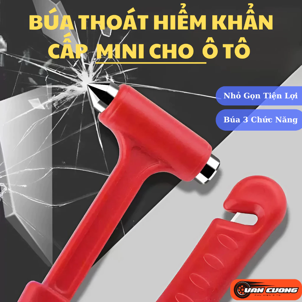 Búa Thoát Hiểm Mini Khẩn Cấp Cho Xe Ô Tô, Đập Vỡ Kính Cửa Sổ, Cắt Dây Khẩn Cấp - Đơn Tồi Thiểu 99k
