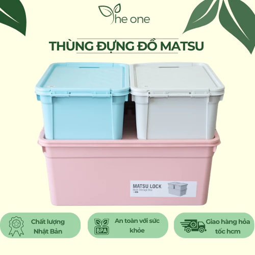 Thùng đa năng MATSU 15L 30L 45L. Nhựa chắc chắn, thiết kế có nắp tiện gọn dễ sắp xếp