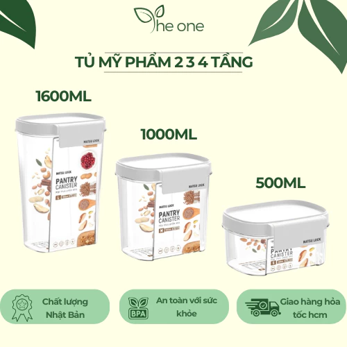 Hộp đồ khô MATSU cao cấp. Dung tích 500.1000.1600ml nắp cài 4 góc cứng cáp, nhựa PP an toàn. Hộp đựng đồ ăn vặt cho bé