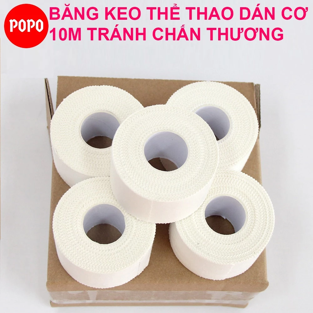 Băng keo thể thao dán cơ dài 10m POPO KJ53 hỗ trợ cổ chân, đầu gối do tập gym bóng đá