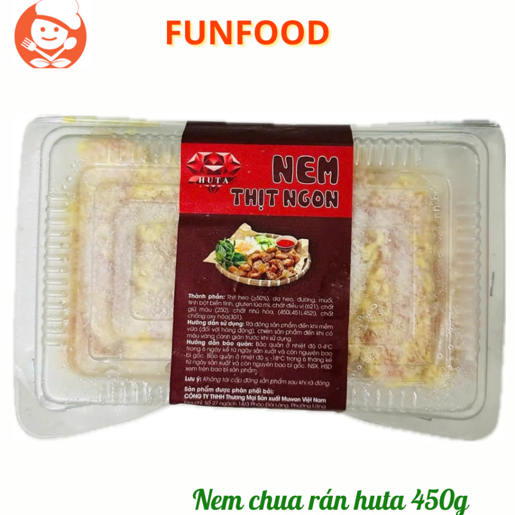 Nem chua rán hà nội, hộp 450g 20c, chiên xù, giòn, ăn là nghiền, nem chua HUTA