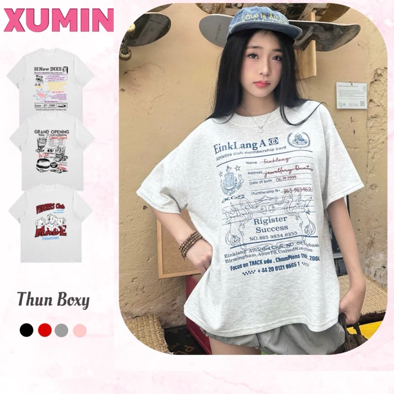 Áo Thun Boxy Chất Cotton Co Giãn 2 Chiều Dáng Boxy Cộc Tay Nam Nữ In Nhiều Hình Phân Loại Màu Tiêu Sáng