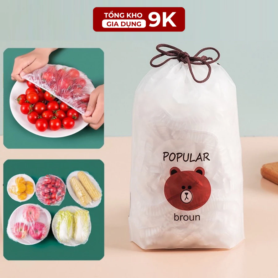 Combo 10 Túi Màng Bọc Thực Phẩm Con Gấu, Túi 100 Chiếc Co Giãn Siêu Dai Tiện Dụng Cho Bếp - TKVA 103