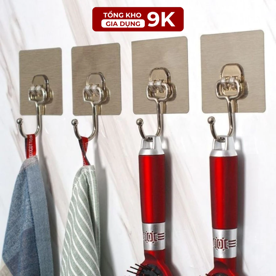 10 Móc Dán Tường Inox Chịu Lực, Siêu Bền, Miếng Dán Chắc Chắn Treo Đồ, Treo Quần Áo Tiện Dụng Gia Đình. TK9K