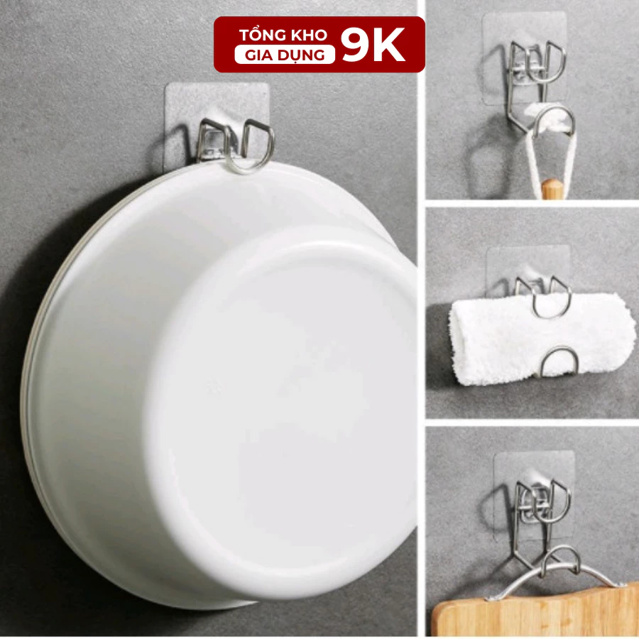 Combo 5 Móc Inox Dán Tường Nhà Tắm, Móc Dán Tường Treo Đồ Đa Năng, Treo Thau, Chậu Giặt , Tiện Dụng Cho Mọi Gia Đình