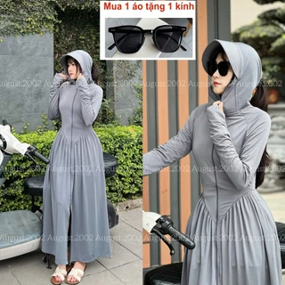 [ Áo 2 Lớp - Tặng Kính Râm ] Áo Váy Chống Nắng Toàn Thân Dành Cho Nữ Vải Hàn Lạnh Chống Tia UV
