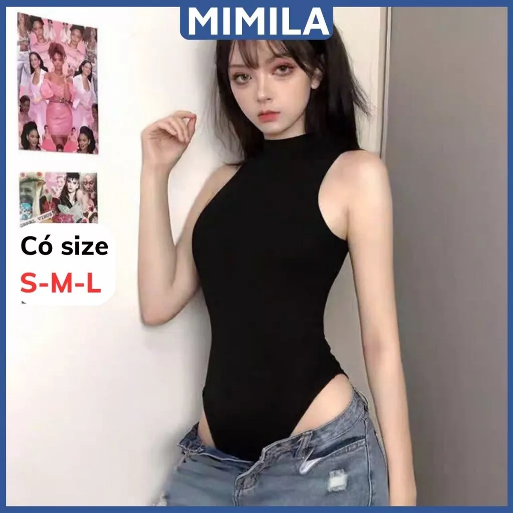 [CÓ SIZE] Áo Bodysuit Ba Lỗ Nữ MIMILA Áo Liền Thân Thiết Kế Cổ 3 Phân Ôm Body Tôn Dáng Sexy Chất Thun Tăm Lạnh - MBS044