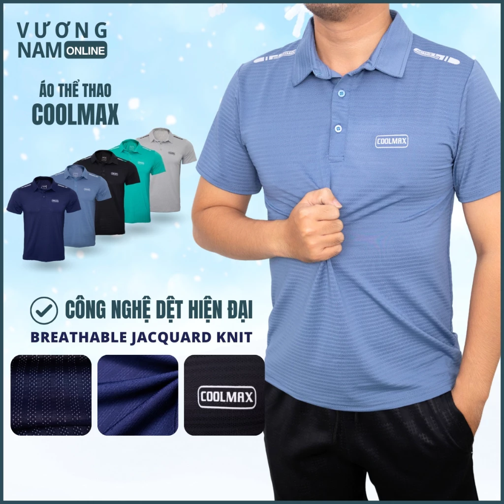 Áo thể thao nam ACTIVE POLO cổ cao chất COOLMAX thông hơi cho chạy bộ GYM cầu lông thoáng khí đẹp may kỹ VNO153