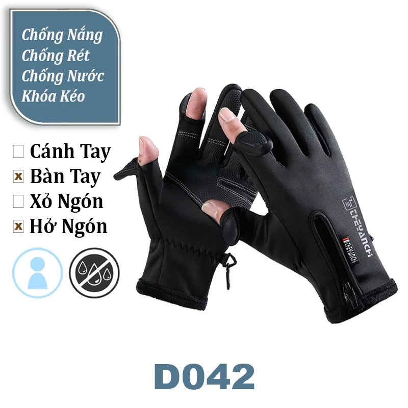 Găng Tay Mùa Đông Nam Chống Nước Chống Nắng Gió Có Khóa Kéo Bao Tay Đóng Hở Ngón Cảm Ứng Điện Thoại