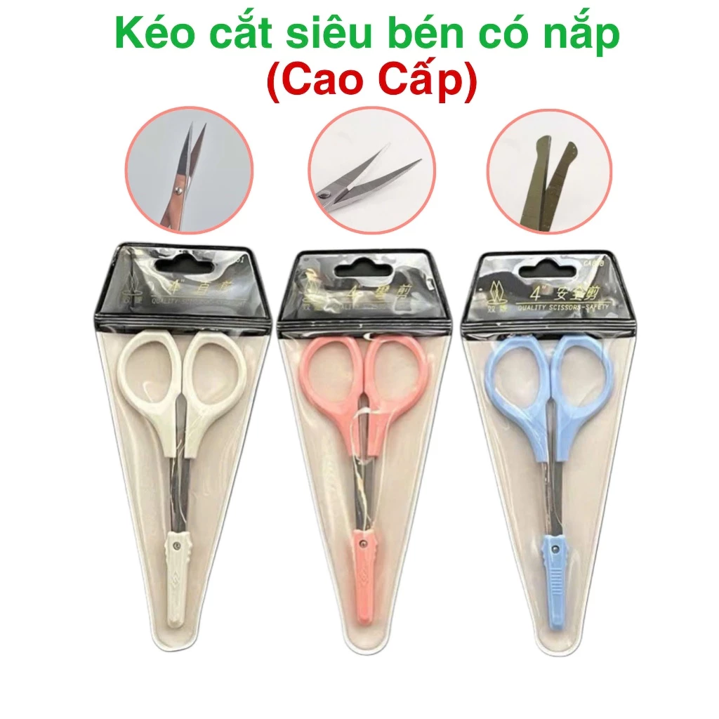 Kéo cắt có đầu bịt chuyên dùng cho cắt tỉa lông mi, lông mày bằng thép siêu bền an toàn (dụng cụ nối mi)