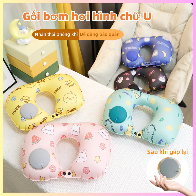 HELLO SHOP Gối bơm hơi chữ U, gối chữ U đi du lịch, gối ngủ trưa văn phòng, gối kê cổ