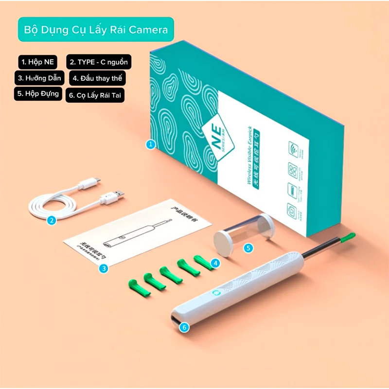 HCM🔥Bộ Dụng Cụ Lấy Rái Tai Có Camera Thông Minh - sử dụng cho cả App Store , CH Play - Kết Nối Nhanh Chóng