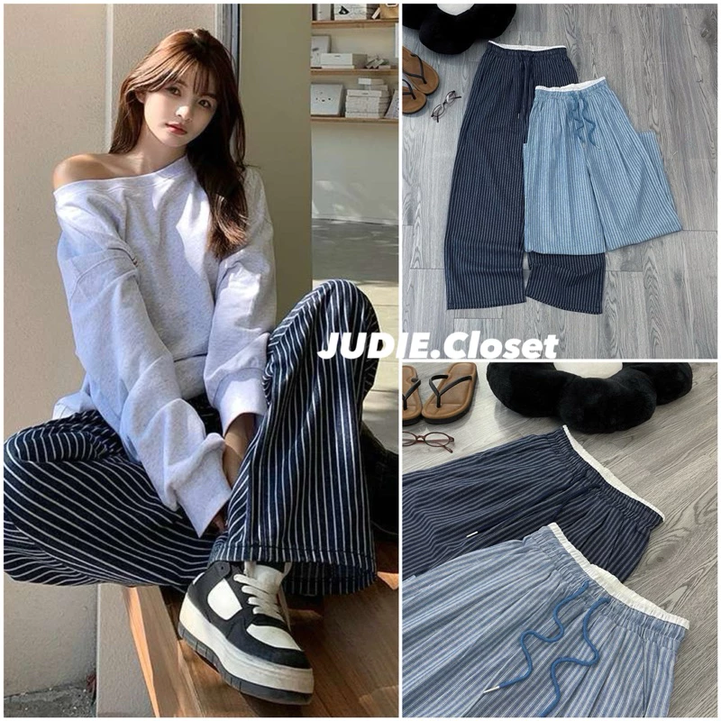 Quần Suông Nữ Cạp Chun Chất Linen,Quần Ống Rộng Nữ Vải Mềm Cạp Cao Hot Trend JUDIE.Closet
