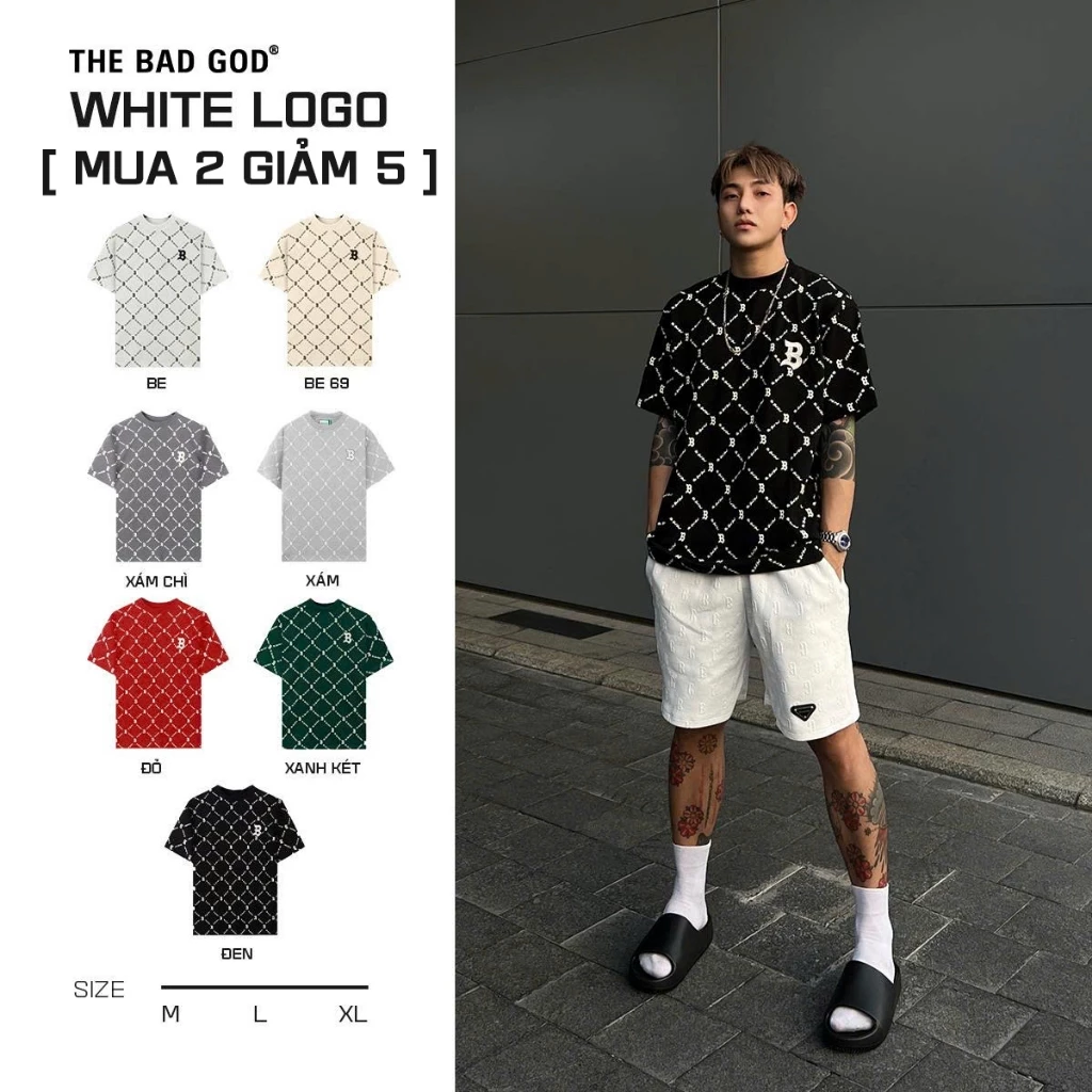 Áo Thun Bad God White Logo Áo Phông Nam Nữ Cotton Local Brand Form Boxy