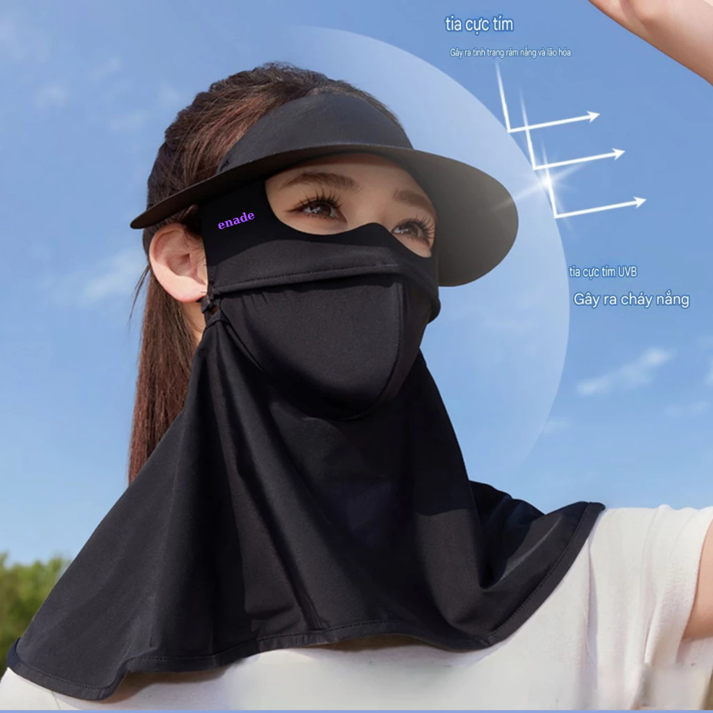 (3 in 1) Khẩu Trang Kèm Nón Và Khăn Che, Chống Nắng,Chống Tia UV Toàn Diện